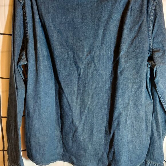 Express Dark Blue NWT Men’s L Denim Button Collared Shirt - Picture 8 of 16